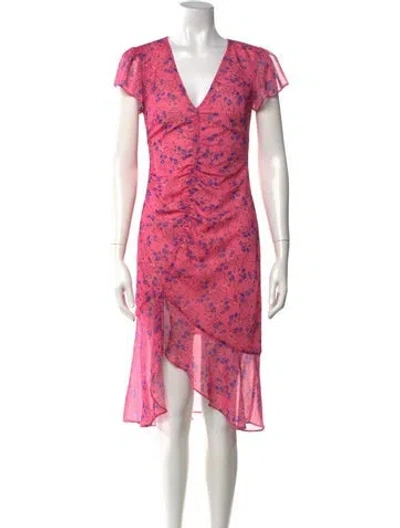 Pre-owned Majorelle Floral Print Midi Length Dress In Pink