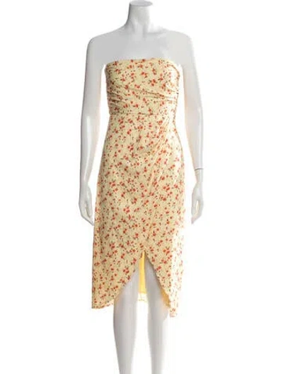 Pre-owned Majorelle Floral Print Midi Length Dress In Yellow