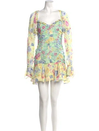 Pre-owned Majorelle Floral Print Mini Dress In Blue