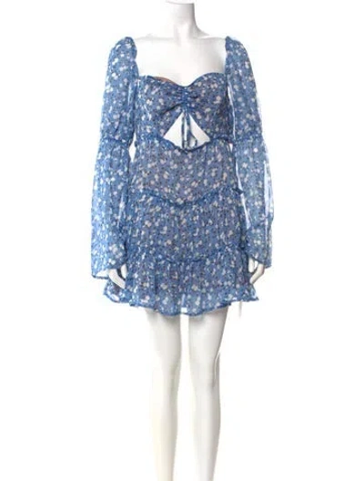 Pre-owned Majorelle Floral Print Mini Dress In Blue