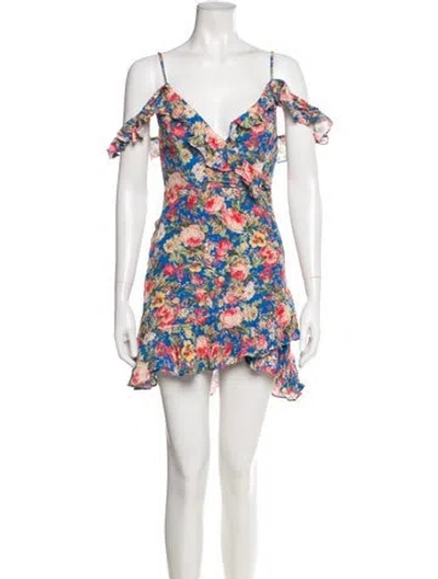Pre-owned Majorelle Floral Print Mini Dress In Blue