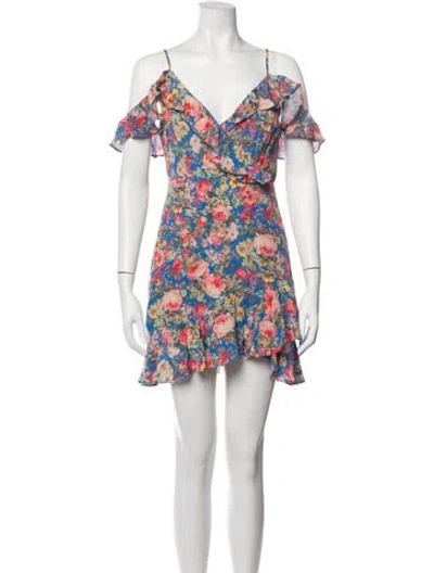 Pre-owned Majorelle Floral Print Mini Dress In Blue