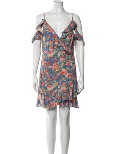 Pre-owned Majorelle Floral Print Mini Dress In Blue