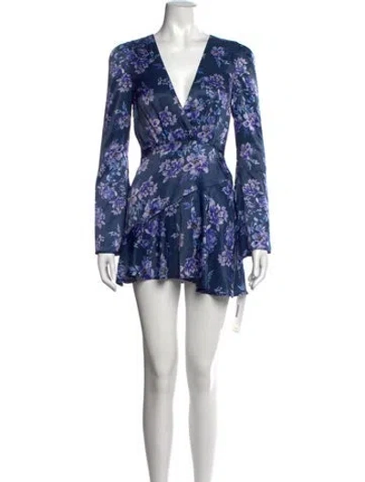 Pre-owned Majorelle Floral Print Mini Dress In Blue
