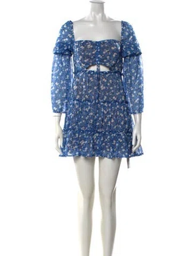 Pre-owned Majorelle Floral Print Mini Dress In Blue
