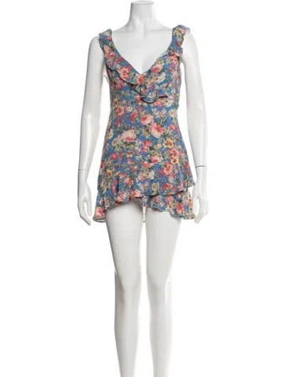 Pre-owned Majorelle Floral Print Mini Dress In Blue