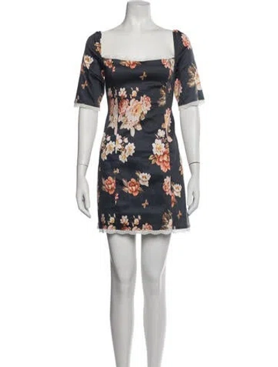 Pre-owned Majorelle Floral Print Mini Dress In Blue