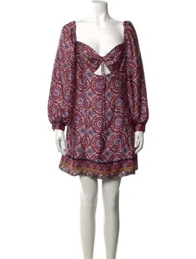 Pre-owned Majorelle Floral Print Mini Dress In Burgundy