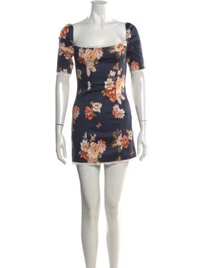 Pre-owned Majorelle Floral Print Mini Dress In Gray