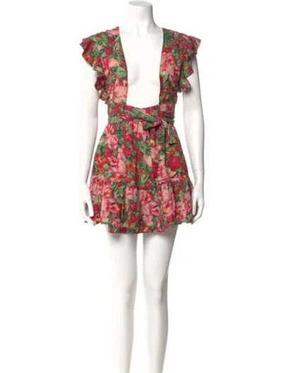Pre-owned Majorelle Floral Print Mini Dress In Green