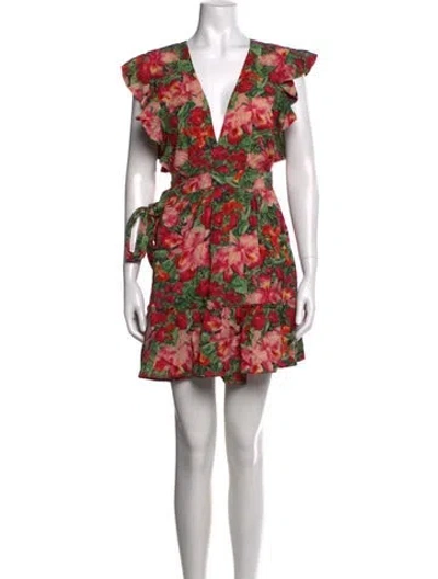 Pre-owned Majorelle Floral Print Mini Dress In Green