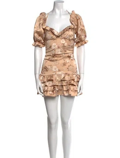 Pre-owned Majorelle Floral Print Mini Dress In Neutral