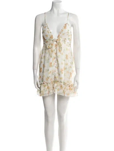 Pre-owned Majorelle Floral Print Mini Dress In Neutral