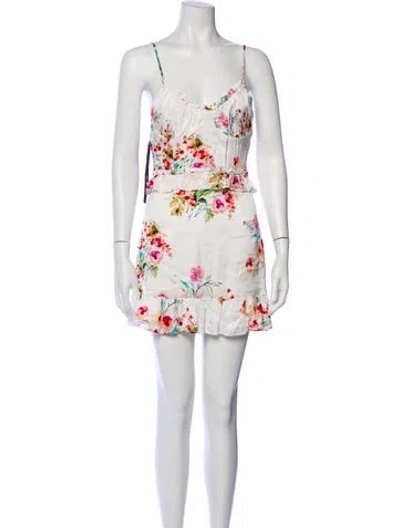 Pre-owned Majorelle Floral Print Mini Dress In Neutral