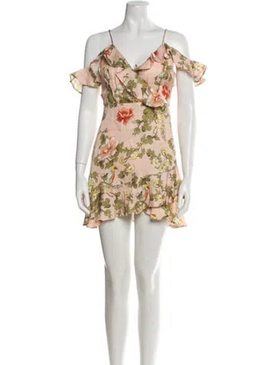 Pre-owned Majorelle Floral Print Mini Dress In Neutral