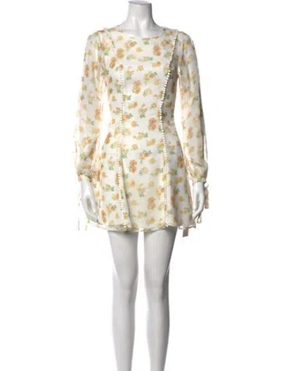 Pre-owned Majorelle Floral Print Mini Dress In Neutrals