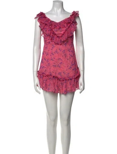 Pre-owned Majorelle Floral Print Mini Dress In Pink