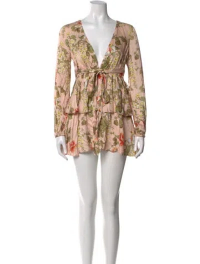 Pre-owned Majorelle Floral Print Mini Dress In Pink