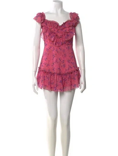 Pre-owned Majorelle Floral Print Mini Dress In Pink