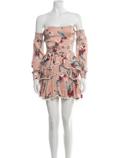 Pre-owned Majorelle Floral Print Mini Dress In Pink