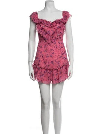 Pre-owned Majorelle Floral Print Mini Dress In Pink