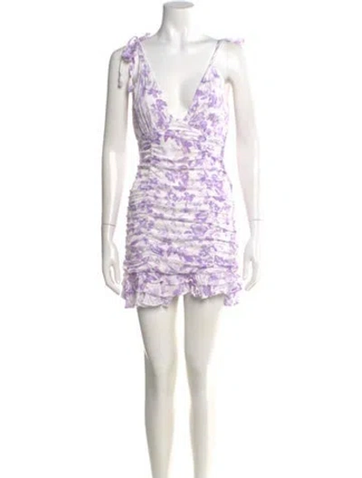Pre-owned Majorelle Floral Print Mini Dress In Purple
