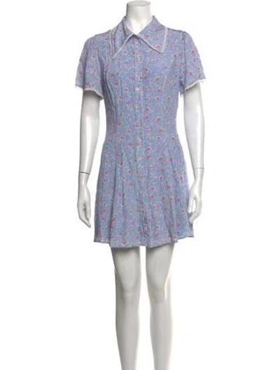 Pre-owned Majorelle Floral Print Mini Dress In Purple