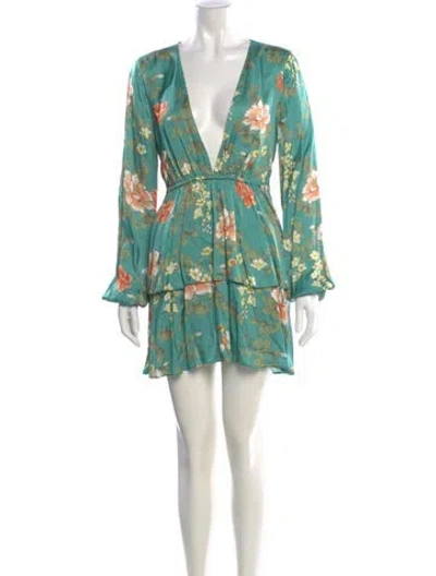 Pre-owned Majorelle Floral Print Mini Dress W/ Tags In Green