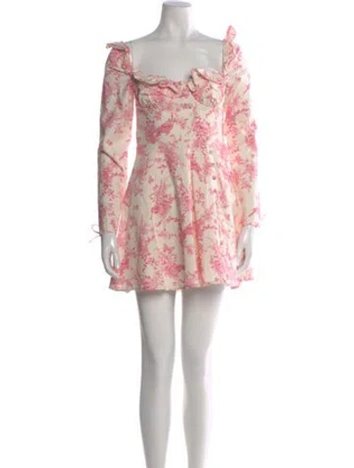 Pre-owned Majorelle Floral Print Mini Dress W/ Tags In Neutral