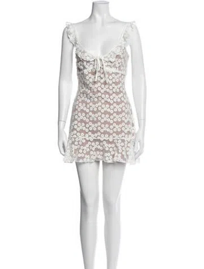 Pre-owned Majorelle Floral Print Mini Dress W/ Tags In White