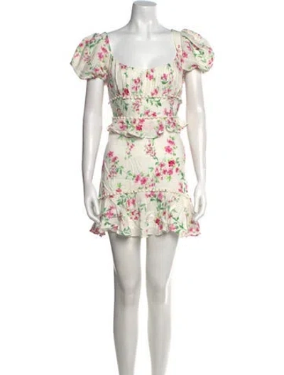 Pre-owned Majorelle Floral Print Mini Dress In White