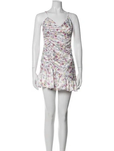 Pre-owned Majorelle Floral Print Mini Dress In White