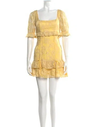 Pre-owned Majorelle Floral Print Mini Dress In Yellow