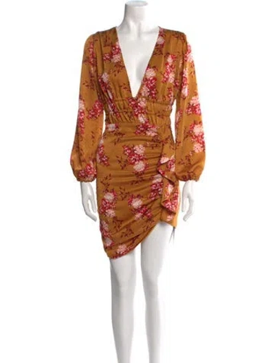 Pre-owned Majorelle Floral Print Mini Dress In Yellow