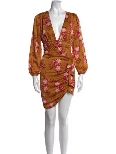 Pre-owned Majorelle Floral Print Mini Dress In Yellow