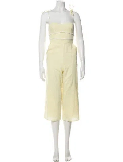 Pre-owned Majorelle Floral Print Square Neckline Jumpsuit In Yellow