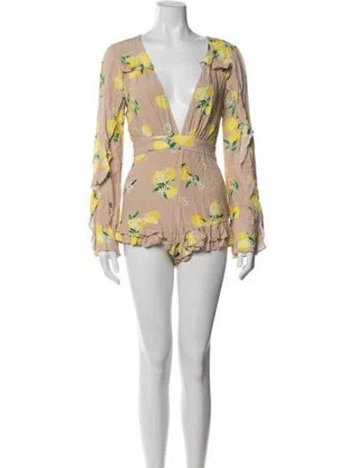 Pre-owned Majorelle Floral Print V-neck Romper In Multicolor