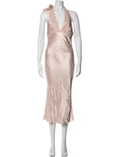 Pre-owned Majorelle Halterneck Midi Length Dress In Pink