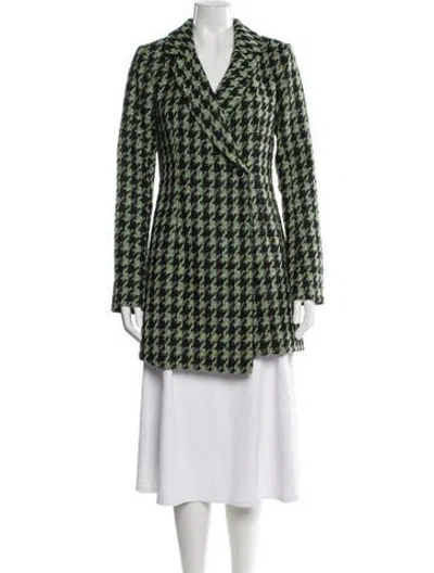 Pre-owned Majorelle Houndstooth Print Blazer In Green
