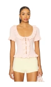 Majorelle Kaomi Ruffle Knit Top In Pink