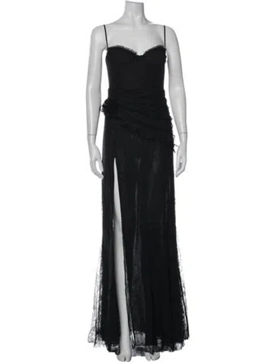 Pre-owned Majorelle Lace Pattern Long Dress In Black