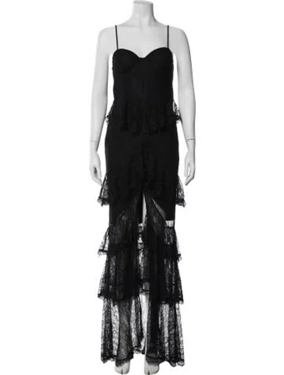 Pre-owned Majorelle Lace Pattern Long Dress In Black