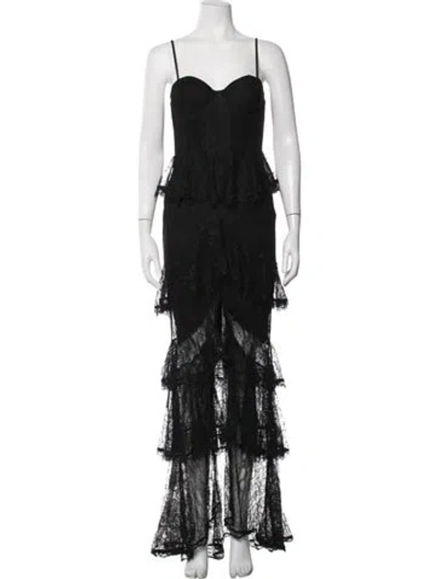 Pre-owned Majorelle Lace Pattern Long Dress In Black