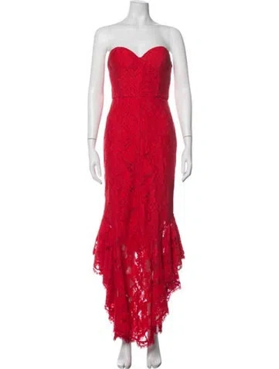 Pre-owned Majorelle Lace Pattern Long Dress In Red