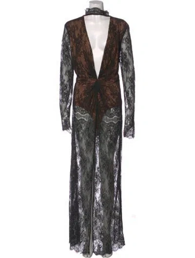 Pre-owned Majorelle Lace Pattern Long Dress W/ Tags In Black