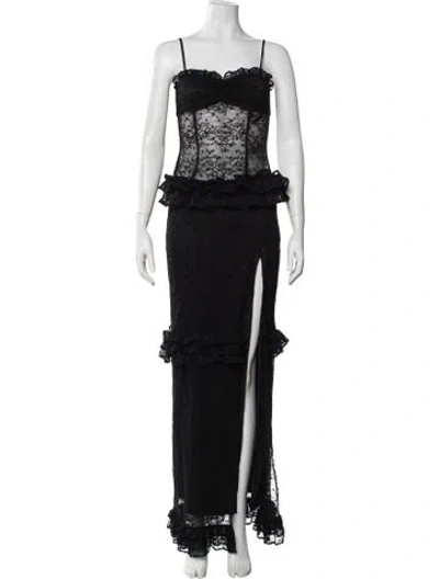 Pre-owned Majorelle Lace Pattern Long Dress W/ Tags In Black