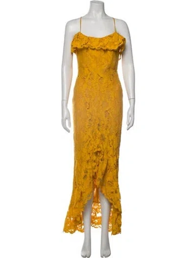 Pre-owned Majorelle Lace Pattern Long Dress In Yellow