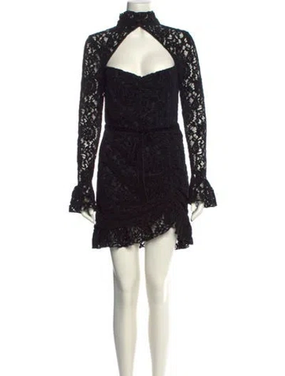 Pre-owned Majorelle Lace Pattern Mini Dress In Black