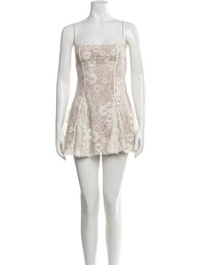 Pre-owned Majorelle Lace Pattern Mini Dress In Neutral