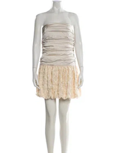 Pre-owned Majorelle Lace Pattern Mini Dress In Neutral